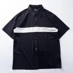 ビンテージ古着00s 異素材 立体 ドレープ モノトーン Y2K ポリシャツ