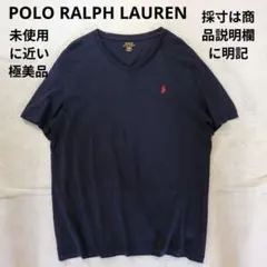 ラルフローレン 胸刺繍ロゴ Vネック 半袖Tシャツ 紺 ネイビー 極美品