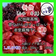 ㉞新物令和7年紀州南高梅 赤紫蘇梅干し(赤)L、2L混合A級250g×2＋赤紫蘇