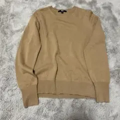 147 ユニクロ UNIQLO クルーネックセーター キャメル カシミヤ100%