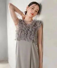 ＊美品＊チュール ボリューム フリル ベスト シアー トップス ワンピース
