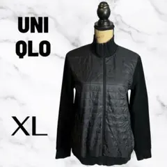 【ユニクロ】フリースジャケット　ハイネック　キルティング切替　裏起毛　黒　XL