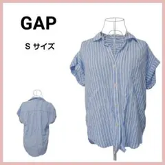GAP ストライプ 半袖シャツ ブルー Sサイズ コットン 夏のサムネイル