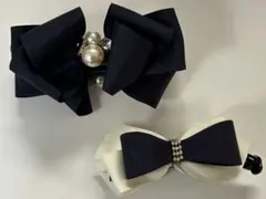 リボンデザイン ヘアクリップ　バナナクリップ 2個セット