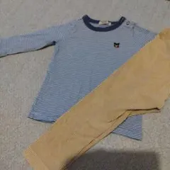【DOUBLE.B】ストライプ Tシャツ 70〜80 UNIQLOパンツ90