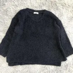 694【LOWRYS FARM】レディース　長袖ニット　ブラック　ゆったり　L