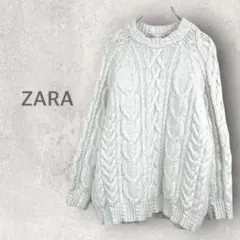 ◇【ザラ】ケーブルニットセーター S クールネック プルオーバー 冬服 シンプル
