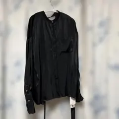 ローズバット黒 サテン風 長袖シャツ