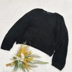 【ユニクロ】UNIQLO 3Dメッシュクルーネックセーター（長袖） ブラック M