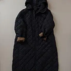 45R　プリマロフト　キルティングコート　ロング　ネイビー　フード