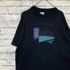 USA製90sヴィンテージTシャツ！シングルステッチブラック古着XL 0514