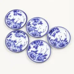 古伊万里 染付牡丹文 4.5寸皿 5枚
