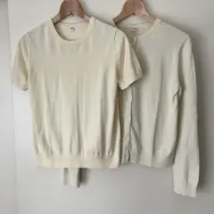 ユニクロ　UVカット クルーネック セーター ＆ カーディガン セット　イエロー