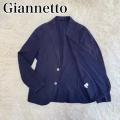 良品 Giannetto テーラードジャケット 48 シアサッカー L ネイビのサムネイル