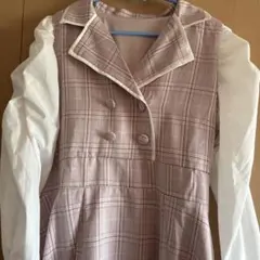 5L地雷，量産系ピンク系チェック柄ロング丈ワンピース