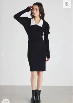 rienda / バイカラーチェルシーカラーニットワンピース