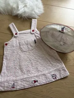 ✩︎⡱familiar赤と白のストライプ ワンピースと帽子セット✩︎⡱のサムネイル