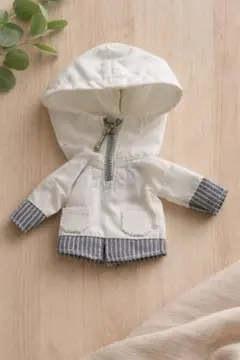 オビツ11サイズ ドール服 ホワイトフードパーカー 白トップス