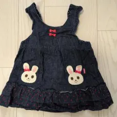 ミキハウス　うさこデニム風ワンピース 80センチ