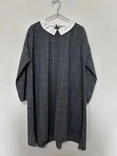 グレー チェック柄長袖ワンピースARCH &LINE（アーチアンドライン）125