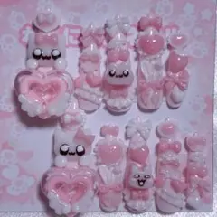 【現品】ネイルチップ 平成女児 地雷 量産 ねこ スーパーロング