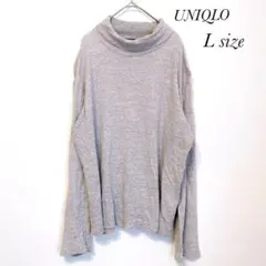 ユニクロ 長袖 タートルネック ロンT カットソー グレー L a0349