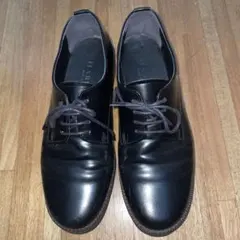 美品ハルタブラックガラスレザー レースアップシューズ