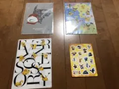 ポケモングッズ　ミニクリアファイル3点　シール1点