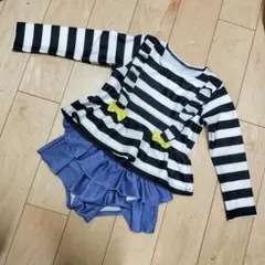 ベビー水着 女の子 黒白ストライプ 100cm