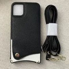 iPhone12ケース　レザー　ショルダー型　カードポケット付き　訳あり