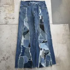 Wrangler リメイク パッチワーク デニムパンツ 33×32のサムネイル