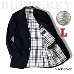 希少/バーバリーブラックレーベル/ジャケット/ノバチェック/銀釦/シルク混/ 黒