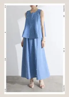 人気　ランダムパールライトデニムセットアップ esica frene