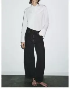 美品✨ ZARA ZWコレクション アンクルバルーンデニムパンツ 黒 38のサムネイル