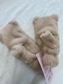 新品タグ付き★しまむら青木美沙子コラボファー手袋クマ耳付きベージュくまミトン