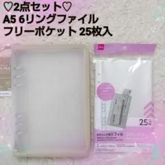 A5 6リングファイル&フリーポケット 2点♡シートシールコレクション ベージュ
