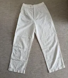 UNIQLO リネンブレンドタックワイドパンツ ライトグレー