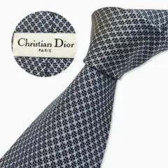 Christian Dior シルクネクタイ マイクロパターン 幾何学柄 グレー