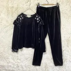 タグ付き✨️btween/セットアップ/12/ベルベット ビジュー ブラック