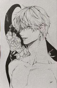 m*a様 手描きイラスト　アナログ　ペン画　原画　ハガキサイズ