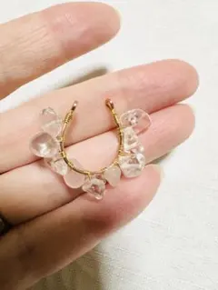 ※天然石 水晶、ローズクォーツ イヤーカフ※