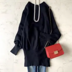 美品☆ガリャルダガランテ ふわふわ ファー ボートネック ロングニット 黒