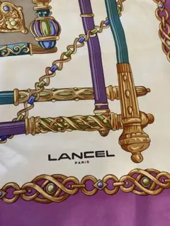 【LANCEL】ランセル シルクスカーフ 大判 88×90 絹100% カネボウ