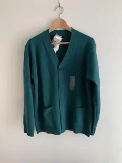 新品※UNIQLO※プレミアムラムウール カーディガン L グリーン