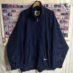 90s白タグOLD NIKEスウッシュ刺繍ロゴナイロンジャケットブルゾンY2K