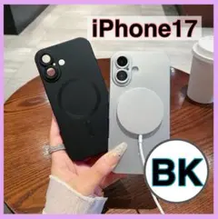 iPhone17 ケース MagSafe対応 ブラック シリコン スマホケース