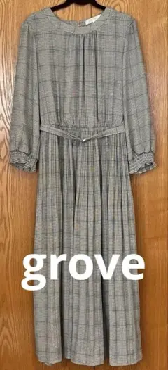 ☆美品☆ grove ドビーアソートチェックプリントワンピース　Mサイズ