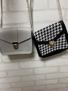 バック 2つセット 千鳥柄 グレー