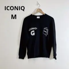 ICONIQ スウェット トレーナー ブラック プリント ユニセックス M