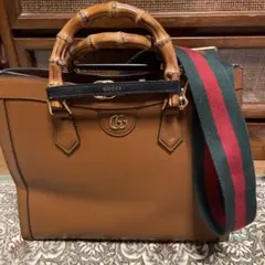 バンブーブラウンレザー ショルダーバッグ